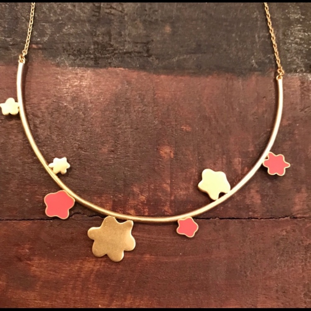 NWT Madewell Daisy Bar Necklace Salmon Gold